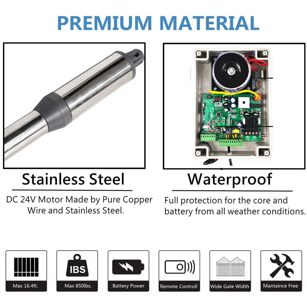 투야 와이파이 자동 게이트 오프너, 홈 농장 빌라 스윙 게이트, 16 인치 길이 또는 600LB 쉬운 오픈 게이트 클로저, C01 선형 액추에이터
