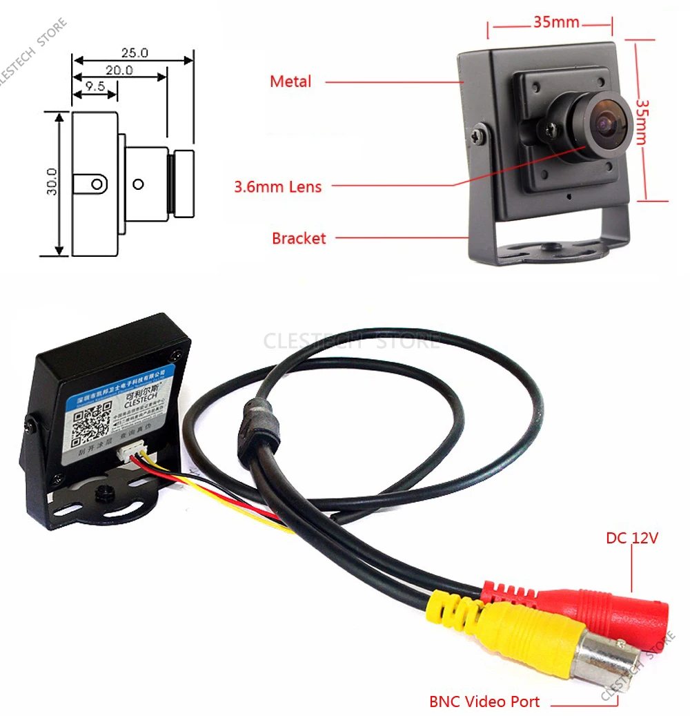 미니 금속 보안 CCTV AHD 카메라, 2MP 동축 디지털 HD, 가정 및 차량용, 2.8mm, 3.6mm, 12mm, 16mm 렌즈 650 필터, 브래킷 포함, 1080P