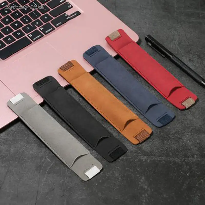 조절식 탄성 밴드 펜 홀더, PU 가죽 펜 슬리브 파우치, 탄성 노트북 펜 홀더, 분리형, 8-1.5 인치