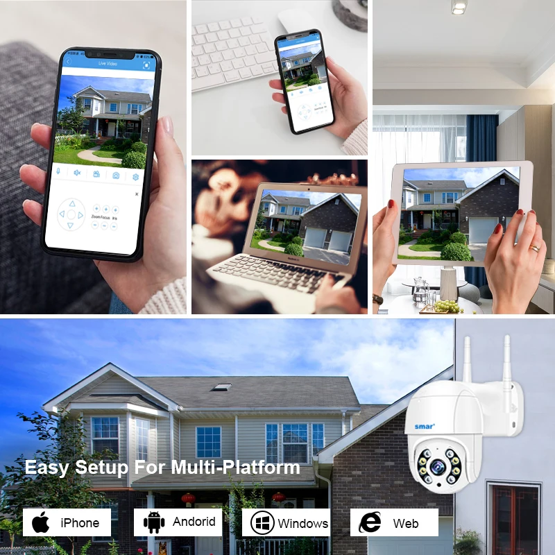 Smar 1080P 4MP 5MP 4K WiFi 카메라 야외 5X 디지털 줌 PTZ 무선 카메라 IR 야간 투시경 양방향 오디오 홈 보안 XMEYE