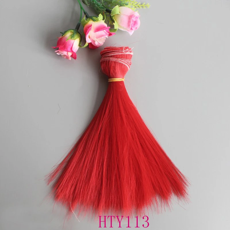 러시아 수제 DIY 액세서리용 스트레이트 인형 가발, 핑크 옐로우 퍼플 그린 블루 컬러, 15cm, 25cm, 1 개