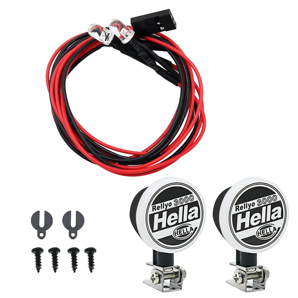 RC 자동차 원형 LED 조명, 브래킷 포함 헤드라이트, 1/10 크롤러 Traxxas TRX4 TRX6 Axial SCX10 III YK4082 Tamiya CC01 용 스포트라이트