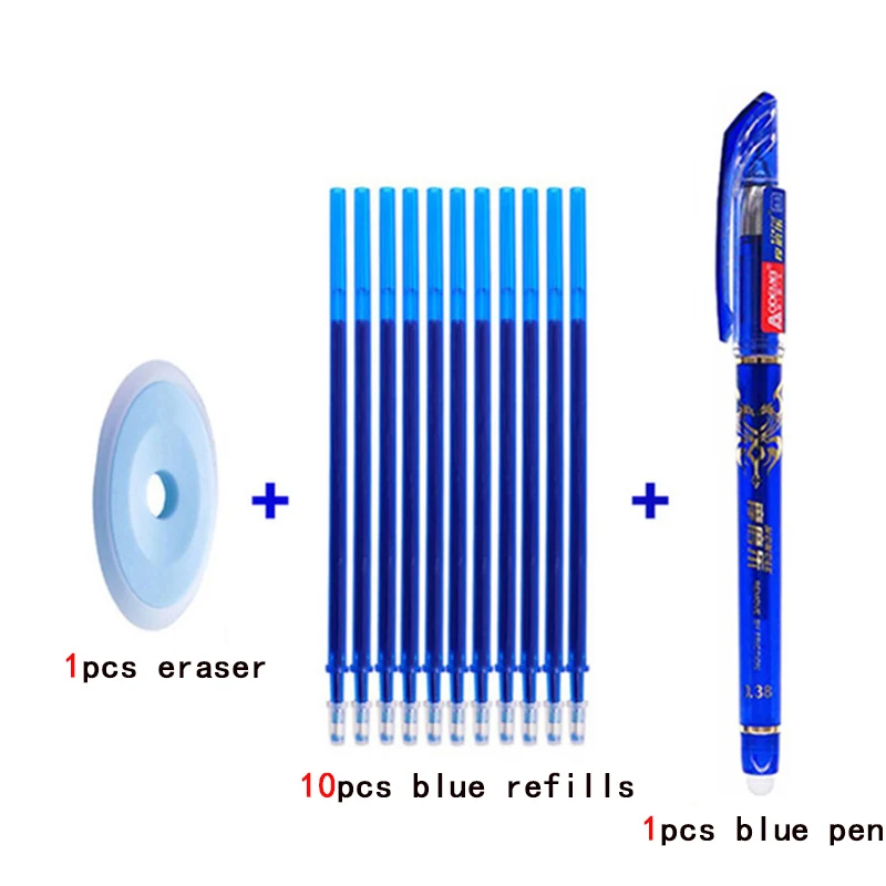 매직 지울 수 있는 펜 리필 세트 0.5mm, 세척 가능 손잡이 지울 수 있는 젤 잉크 펜 컬러 잉크 막대 학교 사무실 필기 문구