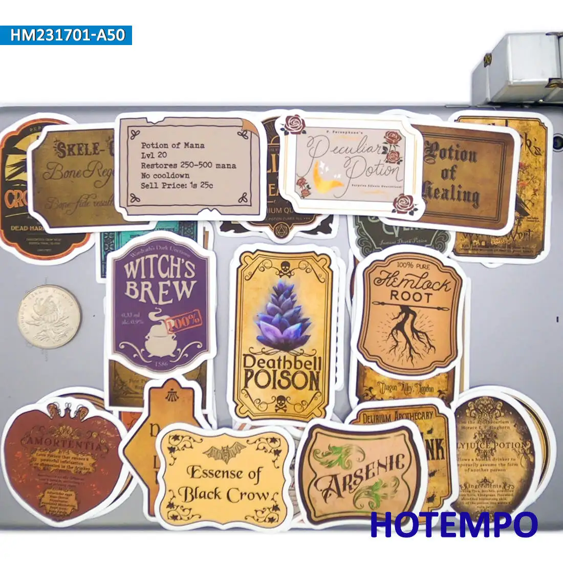 20/30/50 개, 마법의 물약 라벨 스티커, 레트로 마법사 연금술, 재밌는 데칼, 병, 수하물, 자전거, 자동차, 노트북, 전화, 유리, 컵, 스케이트 보드, 오토바이, 스티커 장난감