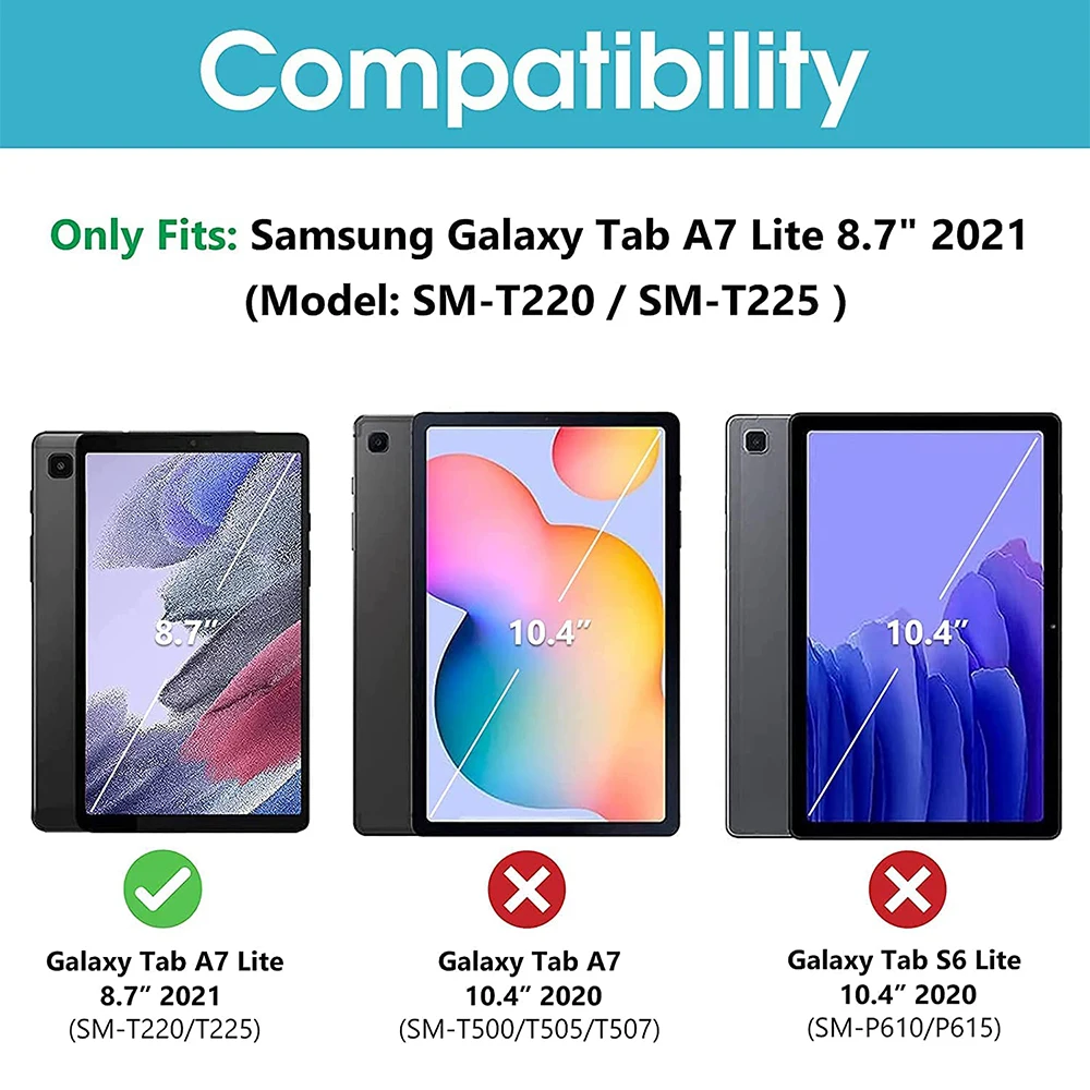 스크린 보호 필름, 삼성 갤럭시 탭 A7 라이트 SM-T225 T220 용, 8.7 인치, 스크래치 방지, 9H 경도, 강화 유리 2021
