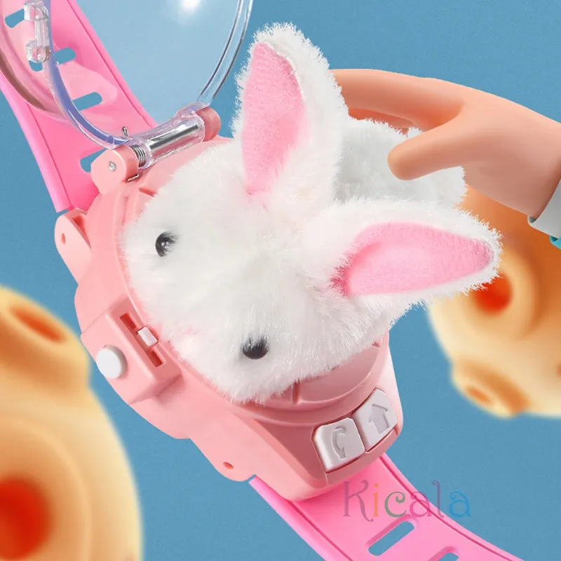 어린이용 RC 자동차 미니 시계 장난감, LED 조명, 2.4GHz, 토끼 게 레이싱 완구, RC카, 소녀 소년 생일 선물