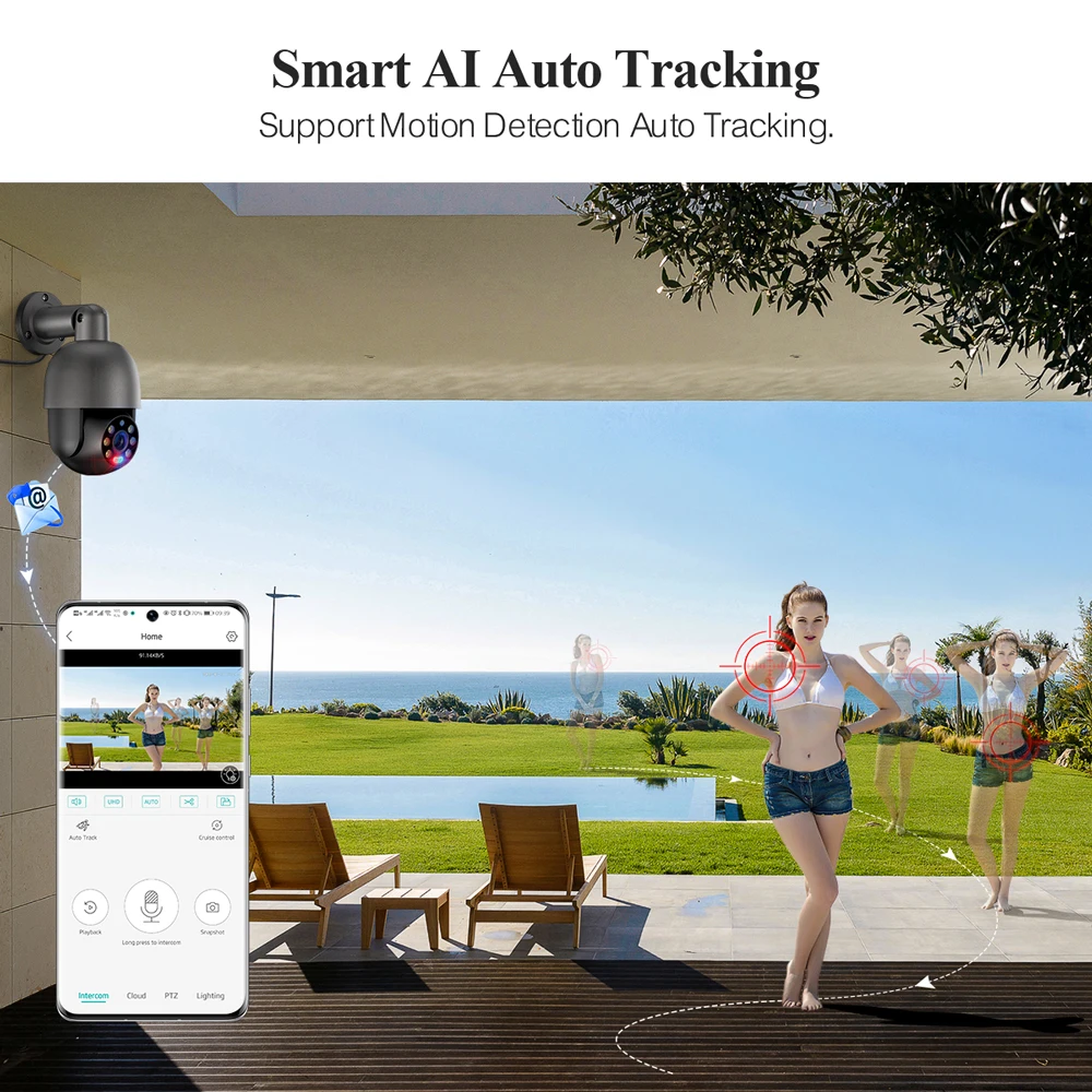 Techage UHD 4K 8MP 4MP 5MP IP 카메라, 레드 블루 라이트 경고, 인간 감지, POE 보안 보호, 비디오 감시 카메라