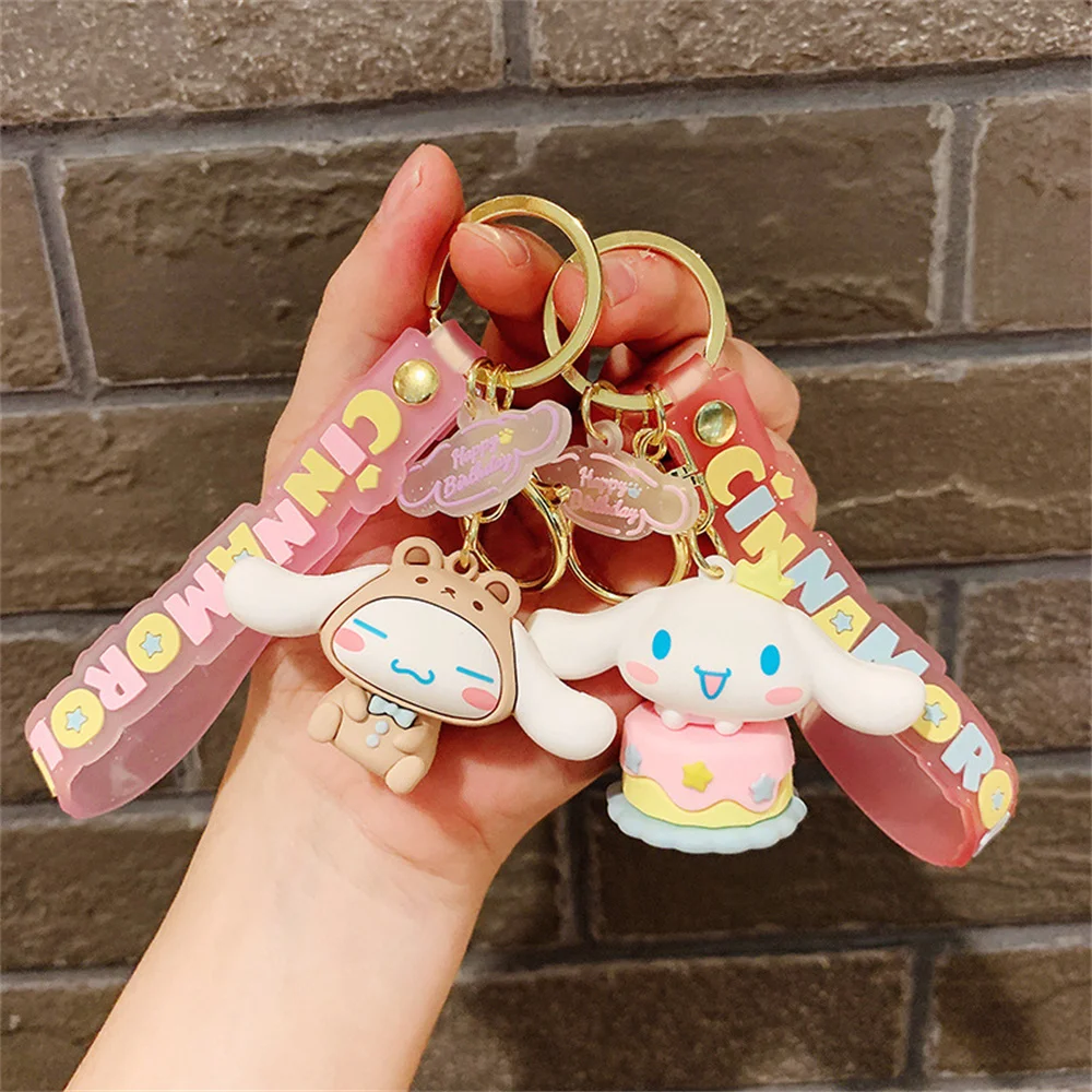 애니메이션 산리오 키체인 시나모롤 키체인 펜던트, 만화 자동차 키링 가방 펜던트 장식품, 귀여운 인형 소녀 선물