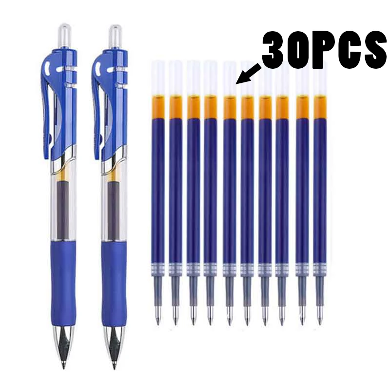 개폐식 젤 펜 세트 블랙 레드 블루 잉크 컬러 젤 펜 0.5mm 교체 가능 리필 학교 용품 문구 및 사무실