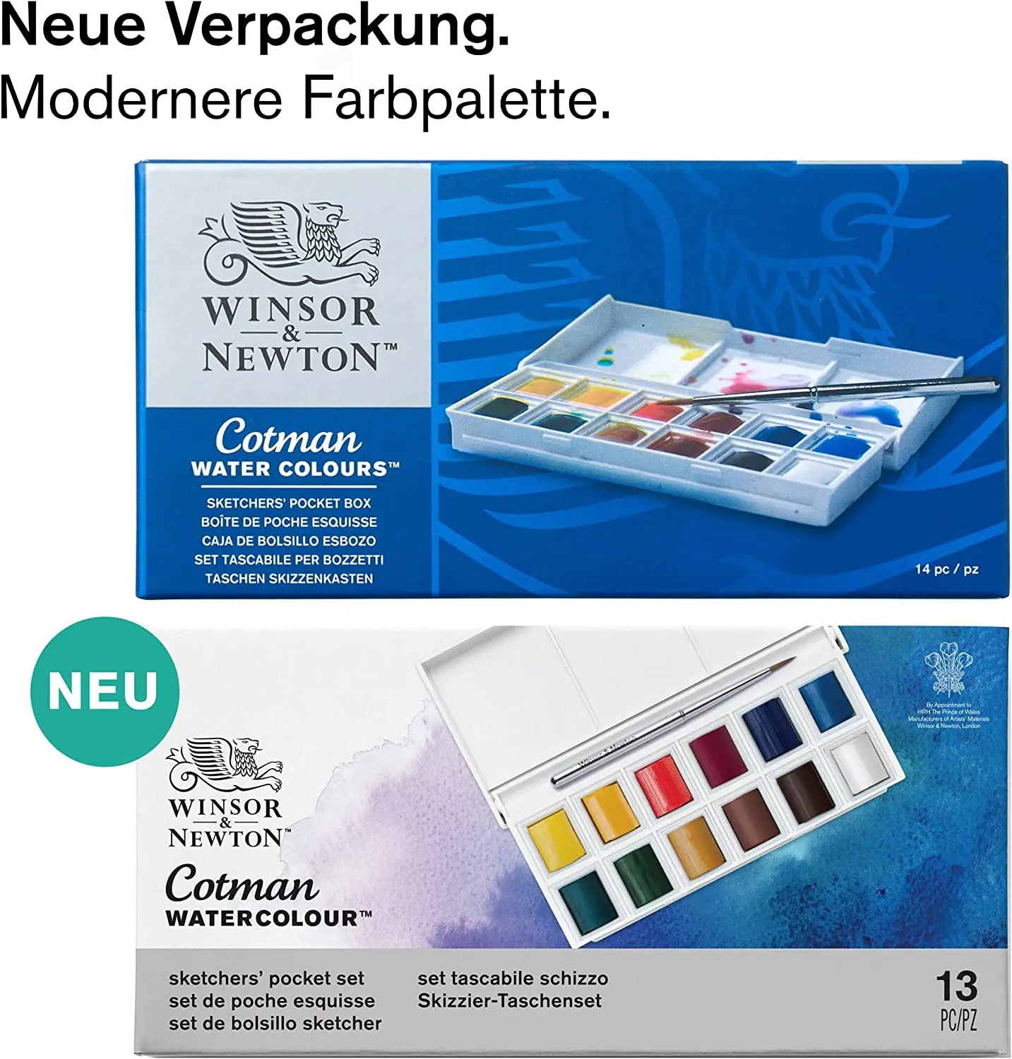 Winsor & Newton Cotman 휴대용 여행용 단색 수채화 페인트, 스케처용 하프 팬 팔레트, 수채화 브러시, Acuarela, 12 색