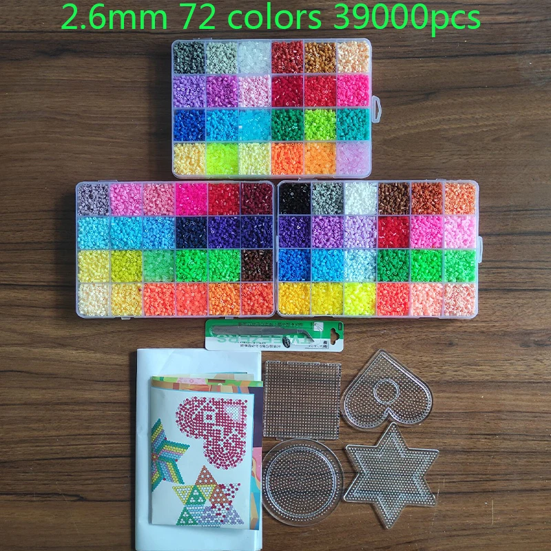 72/48 색상 박스 세트, 하마 비즈 장난감, 2.6mm, 5mm Perler, 교육용 3D 퍼즐, DIY 장난감, 퓨즈 비즈 페그보드 시트, 다림질 종이