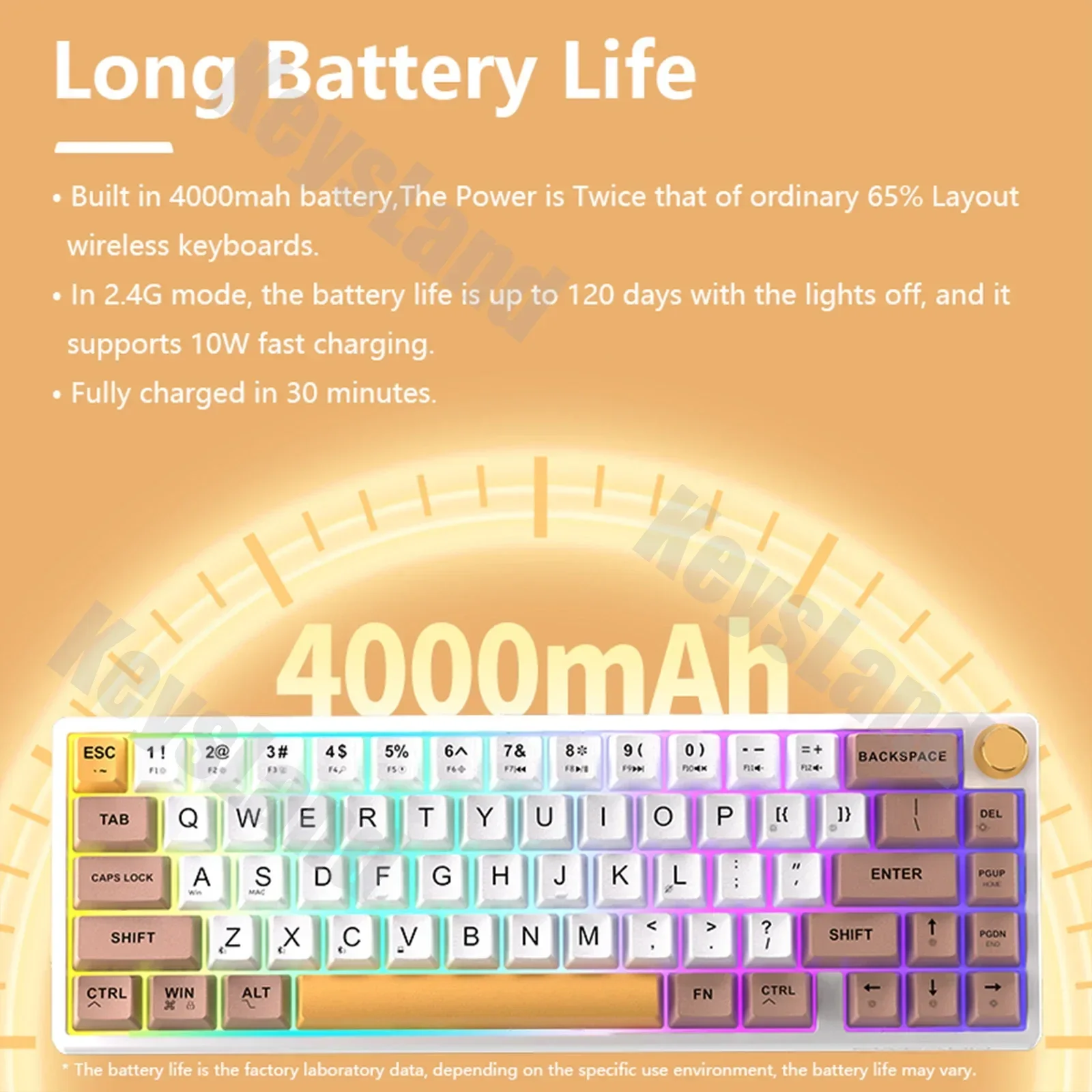 FEKER IK65 기계식 키보드, RGB 3 가지 모드 무선 지지대, 65% 4000mah PBT 키캡, 블루투스 2.4G 개스킷 노브 페이커 ik65