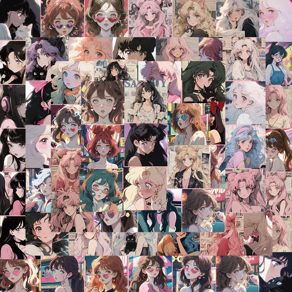 INS 레트로 소녀 머리 초상화 스티커, DIY 휴대폰 노트북 수하물 스케이트보드 그래피티 데칼, 재미있는 어린이 장난감, 10 개, 30 개, 62 개