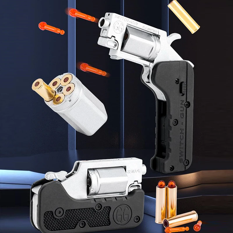 합금 왼쪽 바퀴 금속 모델 건, 접이식 고스트 스위치 건, 접이식 시뮬레이션 장난감, 플라스틱 총알 포함 소프트 총알 건