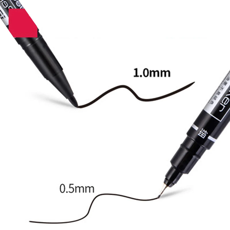 고품질 방수 영구 듀얼 팁 0.5/1.0mm 펜촉, 블랙 블루 레드 아트 마커 펜, 학생 학교 사무실 문구, 3 개