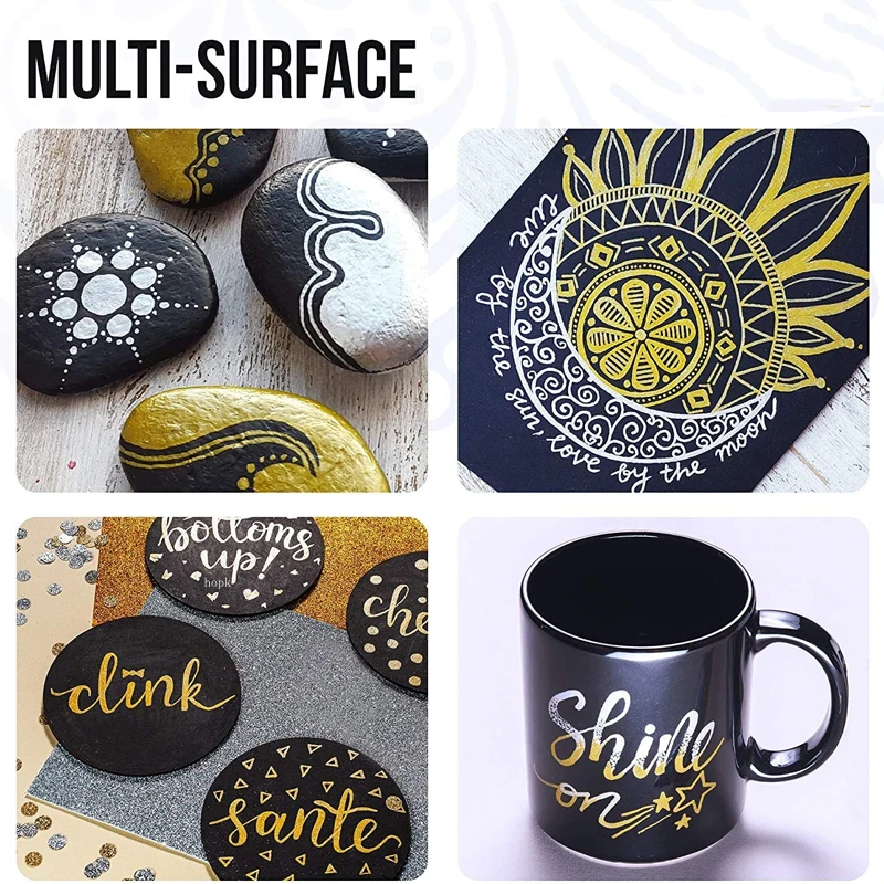 암벽화용 흰색 아크릴 페인트 펜, 돌, 세라믹, 유리, 목재, 타이어, 원단 금속, 캔버스 엑스트라 파인 팁, 블랙, 세트당 3 개