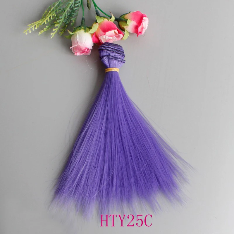 러시아 수제 DIY 액세서리용 스트레이트 인형 가발, 핑크 옐로우 퍼플 그린 블루 컬러, 15cm, 25cm, 1 개