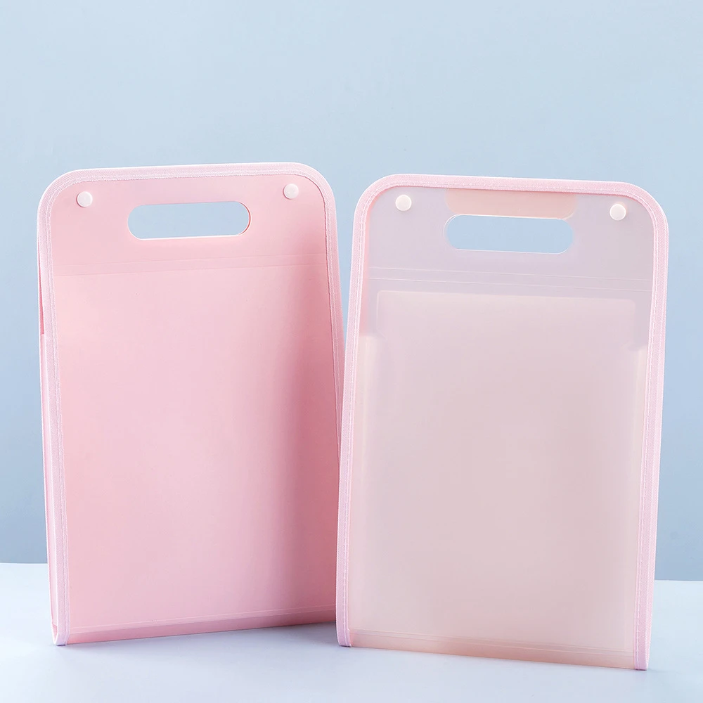 A4 마카롱 세로 핸드헬드 가방, A4 용지 파일 폴더, 대용량 다층 확장 저장 가방, 학생 폴더