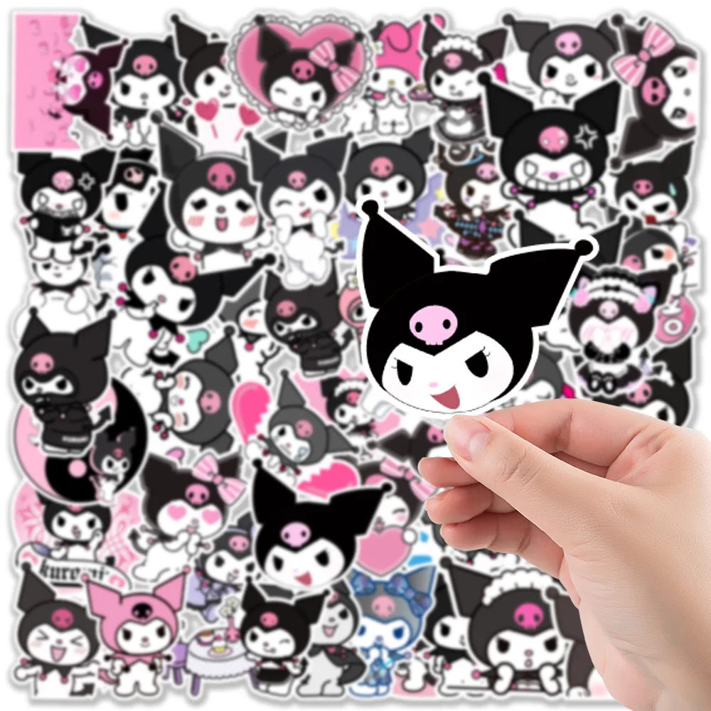 10/30/50PCS Kawaii Kuromi 애니메이션 방수 스티커 스케이트 보드 기타 가방 냉동고 오토바이 낙서 스티커 선물