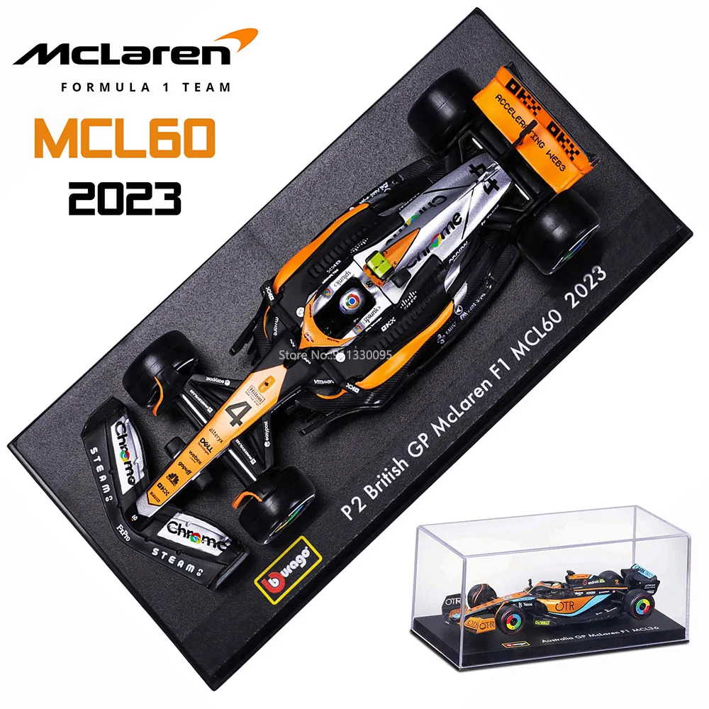 Bburago 1:43 MCL60 2023 4 # Lando Norris P2 영국 GP 맥라렌 F1 #81 오스카 피아스트리 자동차 다이 캐스트 자동차 모델 경쟁 차량 title=Bburago 1:43 MCL60 2023 4 # Lando Norris P2 영국 GP 맥라렌 F1 #81 오스카 피아스트리 자동차 다이 캐스트 자동차 모델 경쟁 차량 