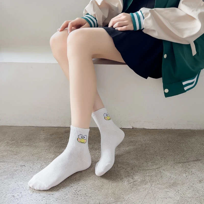 산리오 시나모롤 마이 멜로디 헬로 키티 양말, 만화 애니메이션 시리즈, 흰색 양말, 스포츠 양말, 캐주얼 양말