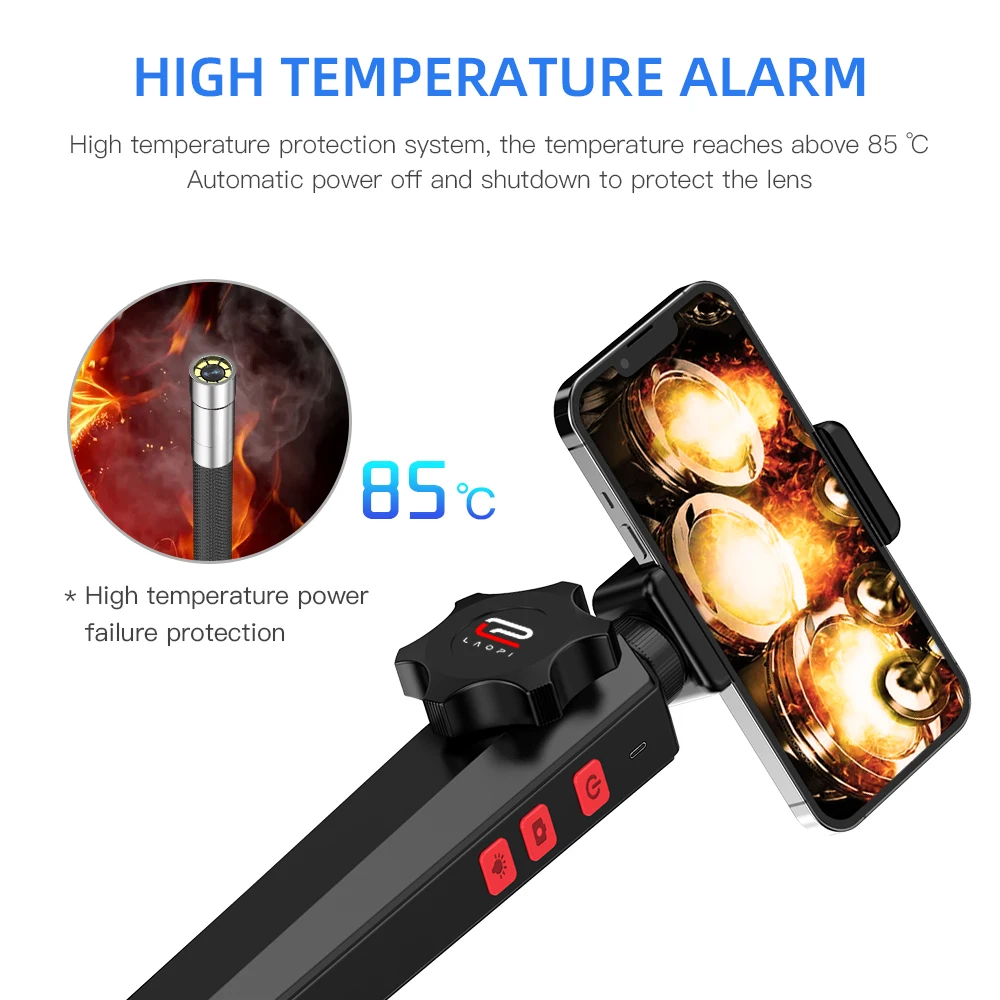 1080P 자동차 수리 보스코프 내시경 카메라, 6MM/8.5MM 180 도 스티어링 검사 카메라, 8 LED 휴대용 가방 포함, IP67