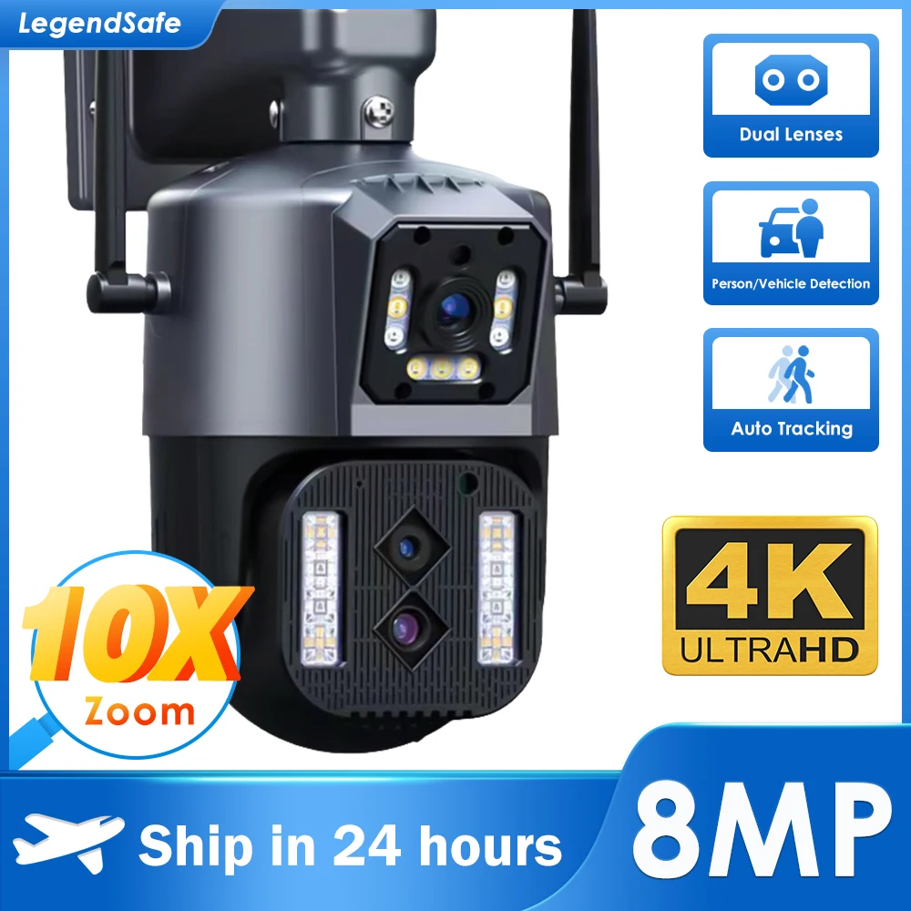 LegendSafe 와이파이 IP 야외 카메라, 12MP 6K, PTZ 3 렌즈 듀얼 스크린, 10X 줌, 자동 추적, 방수, 보안 보호 title=LegendSafe 와이파이 IP 야외 카메라, 12MP 6K, PTZ 3 렌즈 듀얼 스크린, 10X 줌, 자동 추적, 방수, 보안 보호 