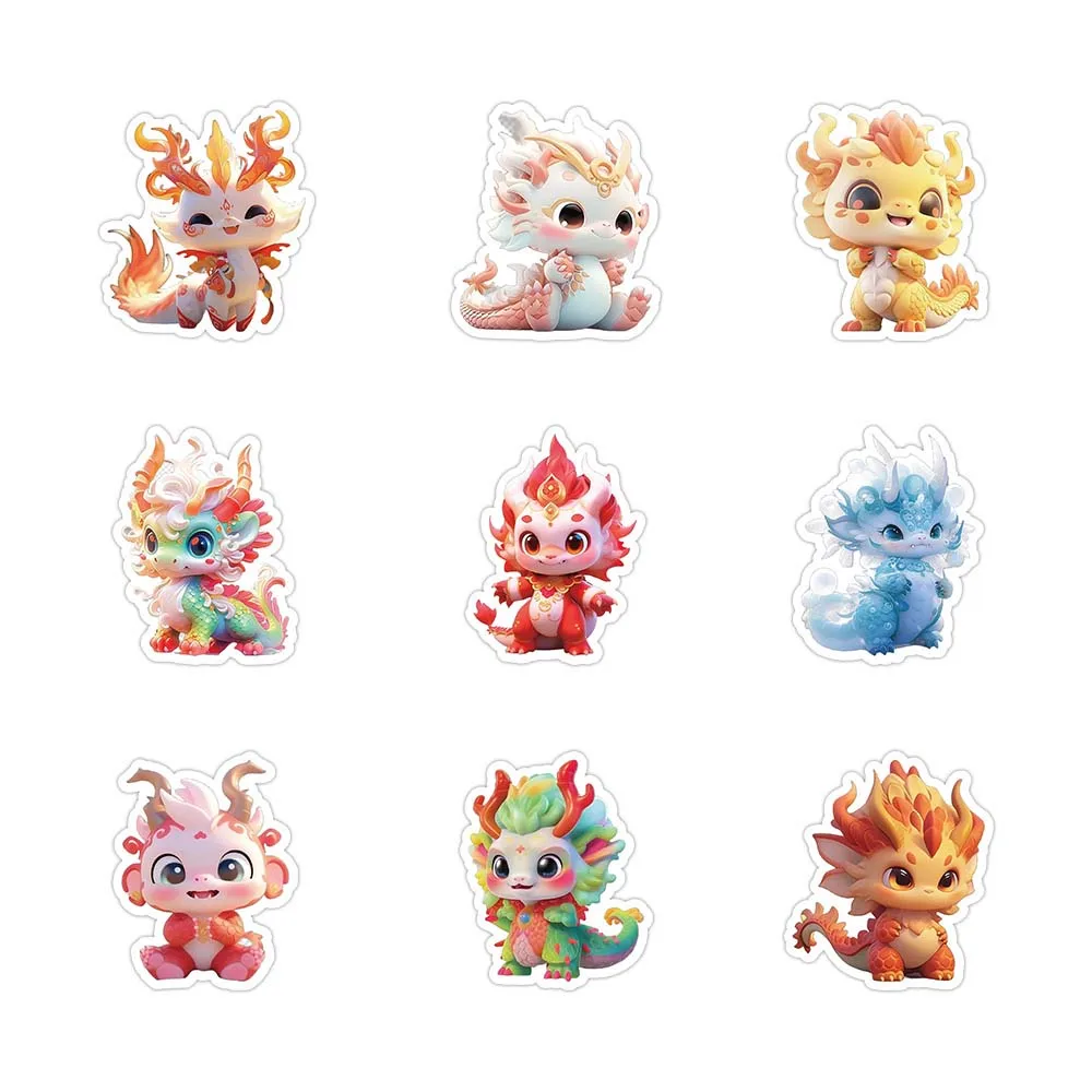 만화 귀여운 드래곤 변형 스티커 팩, 어린이 여행 수하물 노트북 헬멧 스크랩북 장식, 그래피티 데칼, 10 개, 60 개