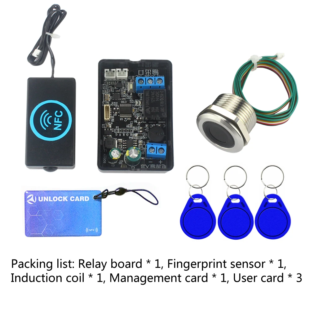 휴대폰 NFC 유도 릴레이 모듈 DC10V-120V 지문 액세스 컨트롤패널 IC 카드 컨트롤러, 자동차 문짝 잠금 해제 DIY