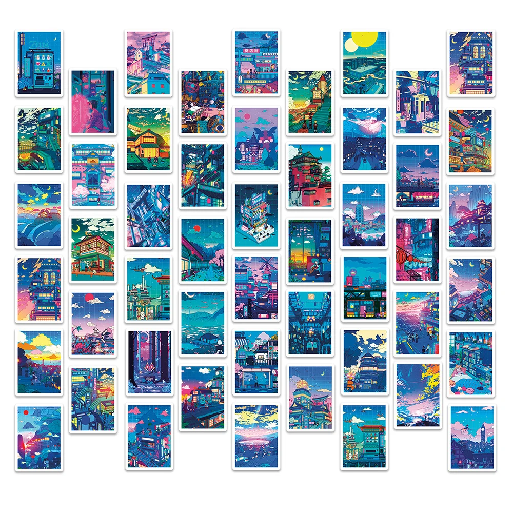 10/30/50pcs 애니메이션 거리보기 밤 인쇄 만화 스티커 귀여운 미적 스케이트 보드 노트북 전화 멋진 스티커