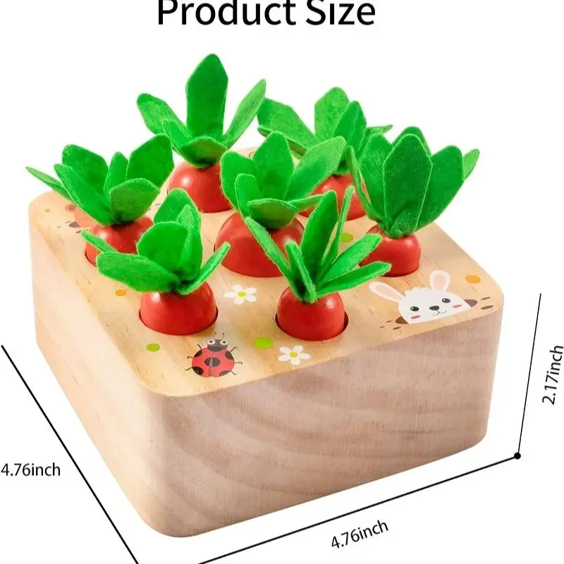 몬테소리 장난감 1 년 아기 풀 당근 세트 게임 어린이 나무 장난감 모양 정렬 매칭 퍼즐, 어린이 교육용 장난감