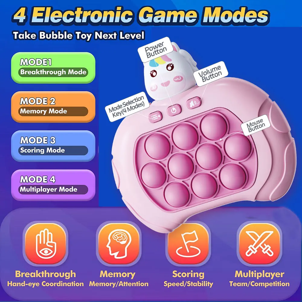 빠른 푸시 게임 팝 라이트 스트레스 해소 장난감 프로, 오리지널 라이트 업, 패턴 팝핑, 신제품