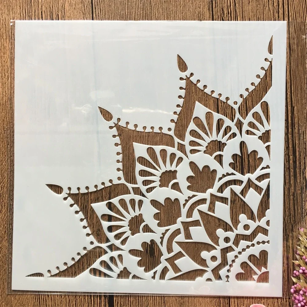 20x20cm 만다라 1/4 휠 서클 불교 DIY 레이어링 스텐실, 페인팅 스크랩북 색칠 엠보싱 앨범 장식 템플릿