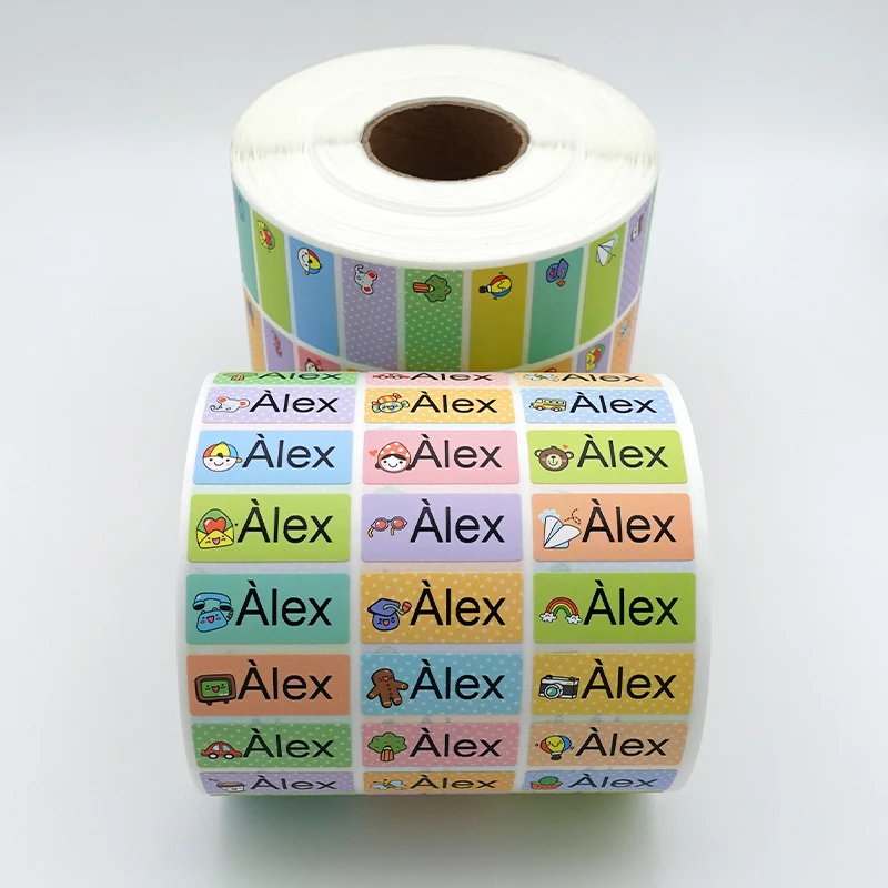 이름 태그 사용자 정의 스티커 방수 Kawaii 어린이를위한 개인 레이블 학교 문구 물병 연필, 120 피스