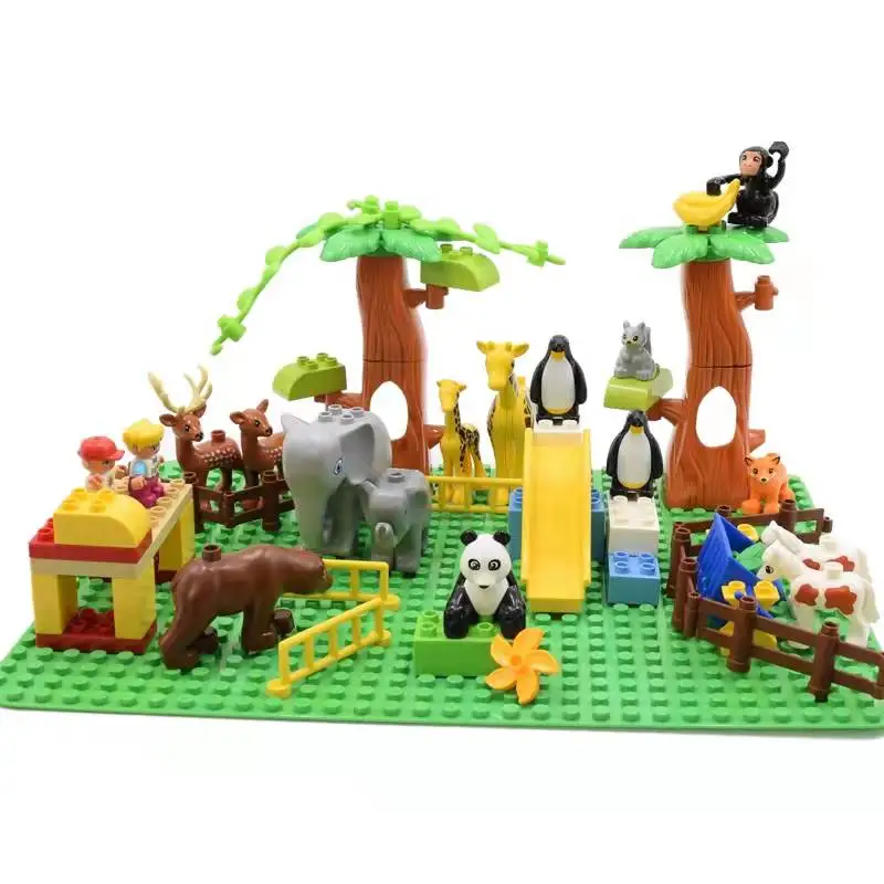 큰 크기 빌딩 블록 숲 동물 사자 사슴 팬더 야수 계몽 장난감 호환 대형 블록 어린이 애들 선물