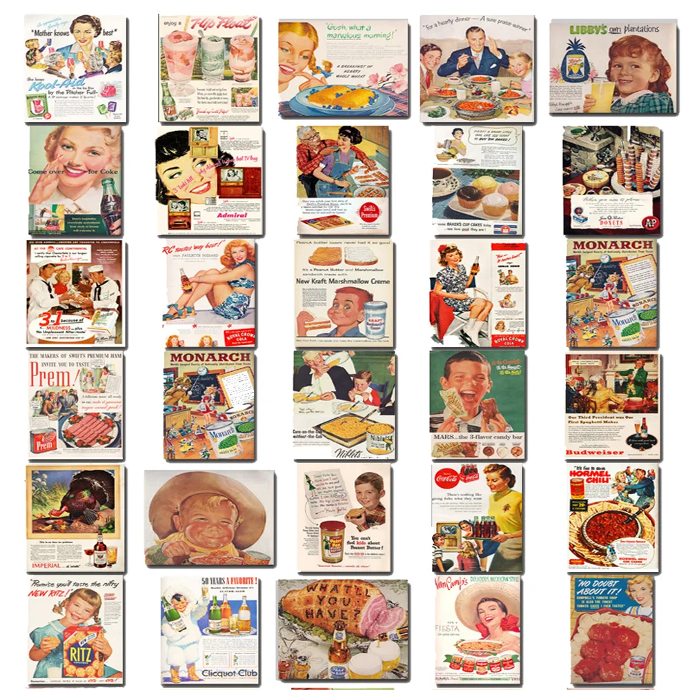 클래식 레트로 포스터 그래피티 스티커 10/30/50 개, 미적 그래피티 오토바이 수하물 기타 방수 빈티지 스티커 데칼