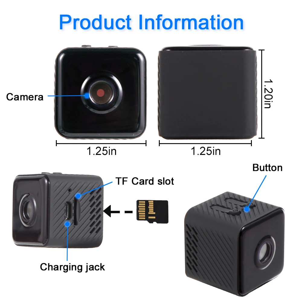 ARVIN 무선 미니 카메라, 와이파이 HD 1080P 홈 카메라, 나이트 비전 모션 감지 비디오 녹음기 캠코더