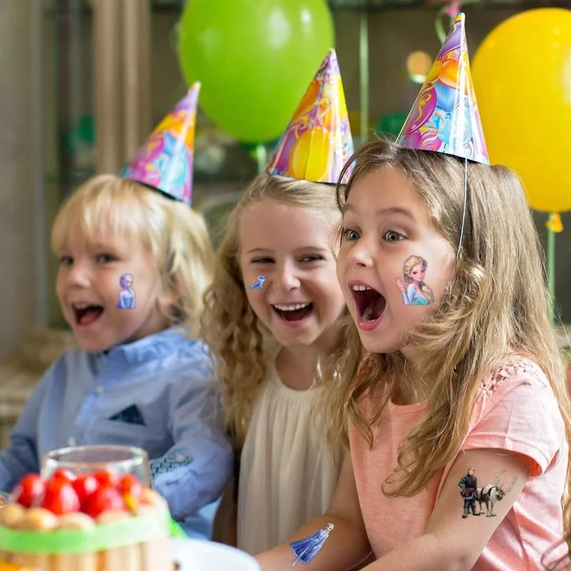 디즈니 공주 겨울왕국 문신 스티커, 어린이 생일 파티 장식, 안나 엘사 만화 스티커, 클래식 장난감, 어린이 선물