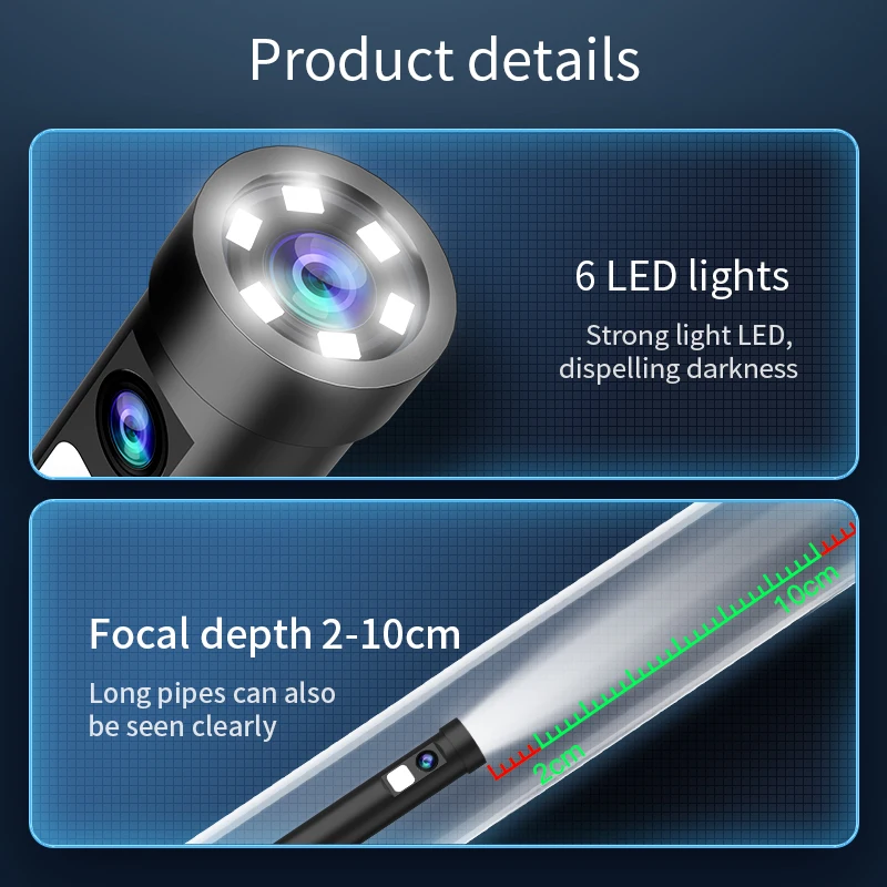 INSKAM 단일 및 듀얼 렌즈 내시경 카메라, IP67 방수 파이프라인 검사 보어스코프, 8mm 렌즈, 자동차 하수구, IOS 안드로이드 USB-C