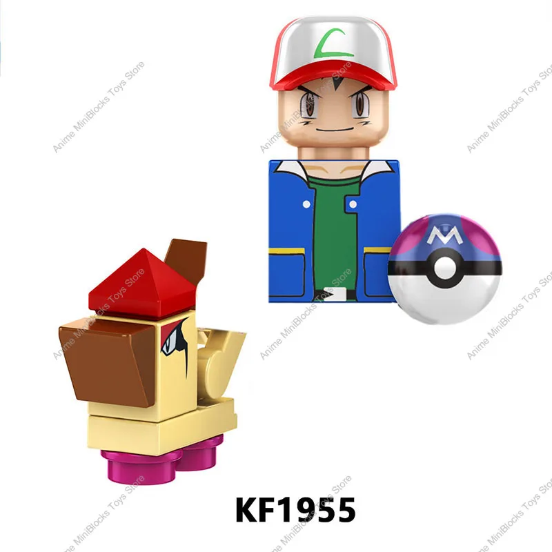 일본 애니메이션 TV 포켓몬 빌딩 블록 벽돌 인형, 애쉬 케첨, 포켓몬 볼, 엘프 마스터 볼, 미스티, 칼렘, 겐가르 세레나, F6189