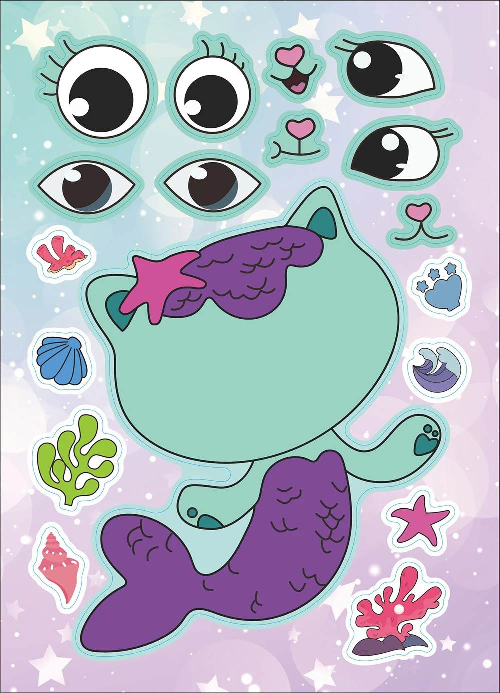 개비 인형의 집 얼굴 만들기 퍼즐 스티커, 어린이 DIY 게임, 만화 직소 교육 완구 선물, 6 장 12 장