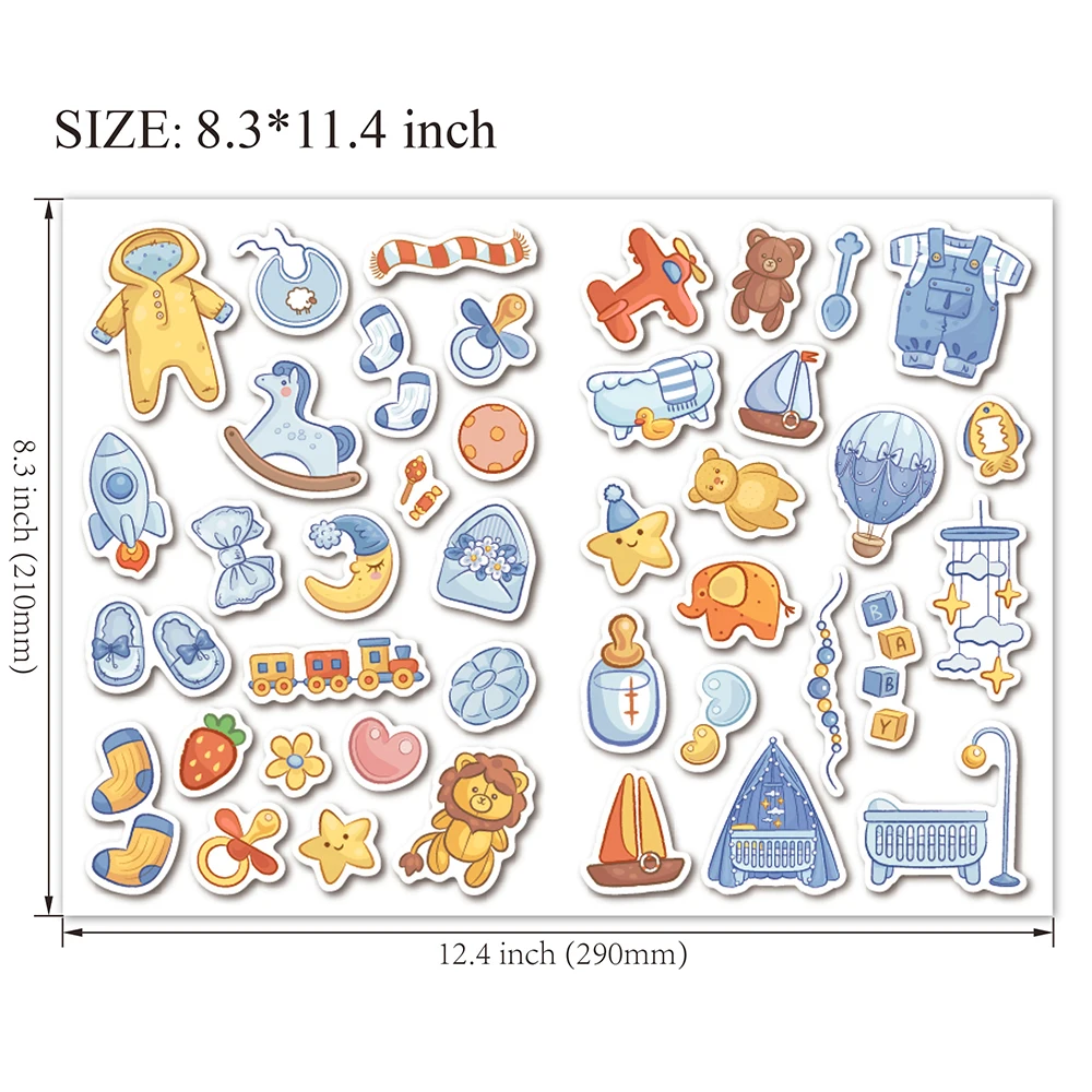 사진 앨범 봉투용 아기 스크랩북 스티커, 스크랩북 파티 선물, 4 매 78 개