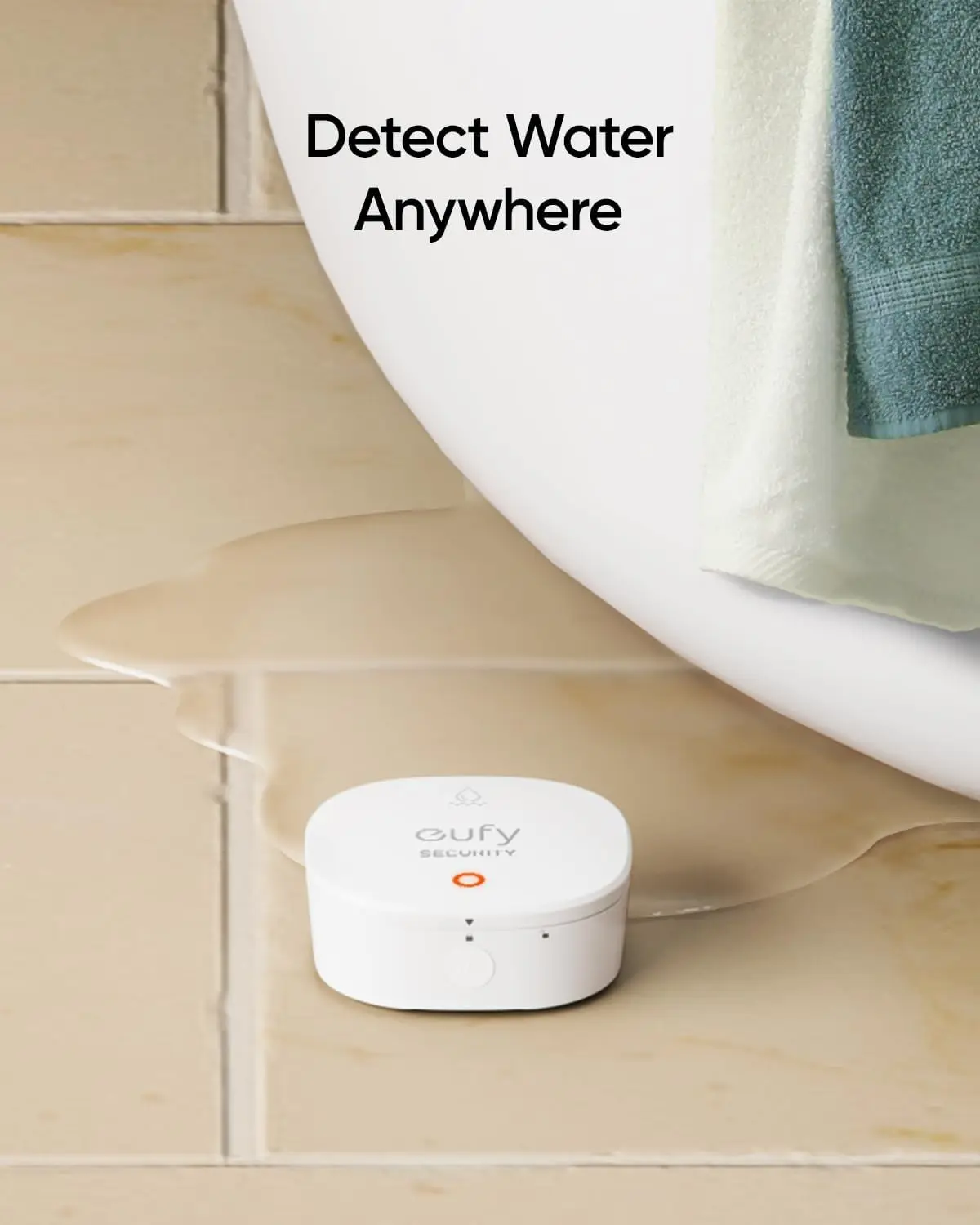 Eufy 보안 물 및 동결 센서, 원격 경고, IP65 방수, 2 년 배터리 수명, 홈베이스 필요