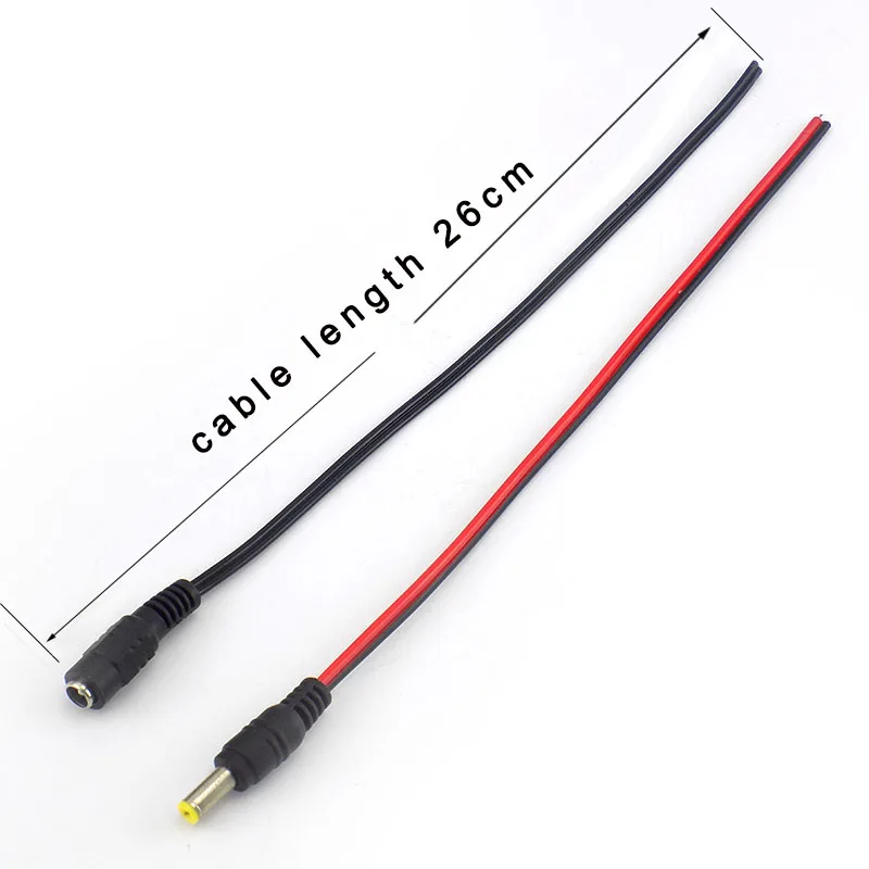 12V DC 커넥터 수 암 잭 케이블 어댑터 플러그 전원 공급 장치 26cm 길이 5.5X2.1mm, CCTV 카메라용