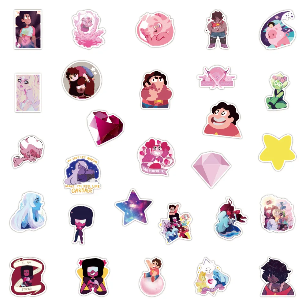 스티븐 유니버스 만화 스티커, 귀여운 그래피티 데칼, DIY 노트북, 자전거, 오토바이, 냉장고, 방수 스티커 장난감, 10 개, 30 개, 50 개, 100 개