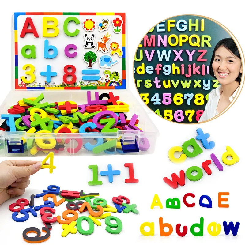 24-76pcs EVA Foam Magnetic Alphabet Letters Learning Spelling Counting Set Refrigerator Stickers Educational Toys For Toddlers