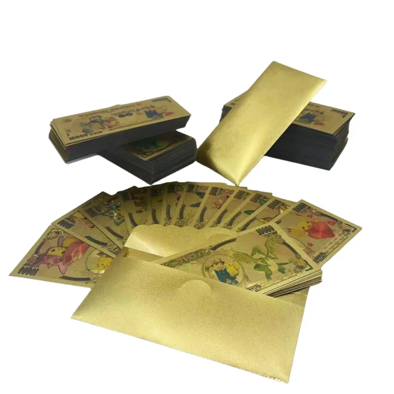 포켓몬 기념 지폐, 골드 실버 지폐, 피카츄 5 개, 10 개, 12 개 세트, 기념 컬렉션 장난감, 어린이 선물