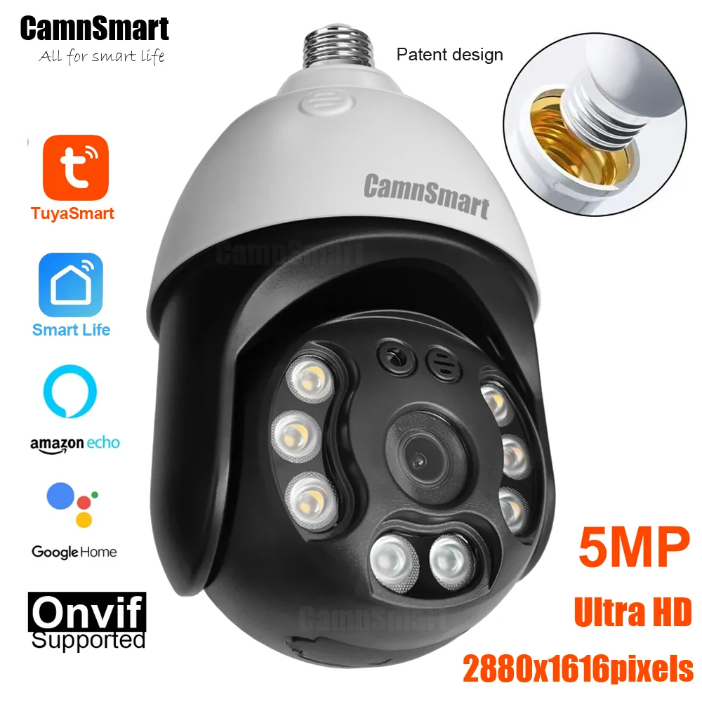 Camnsmart 투야 알렉사 와이파이 전구 카메라, E27 구글 홈 무선 CCTV, 야외 비디오 감시 보안 지원, Onvif NVR, 5MP title=Camnsmart 투야 알렉사 와이파이 전구 카메라, E27 구글 홈 무선 CCTV, 야외 비디오 감시 보안 지원, Onvif NVR, 5MP 