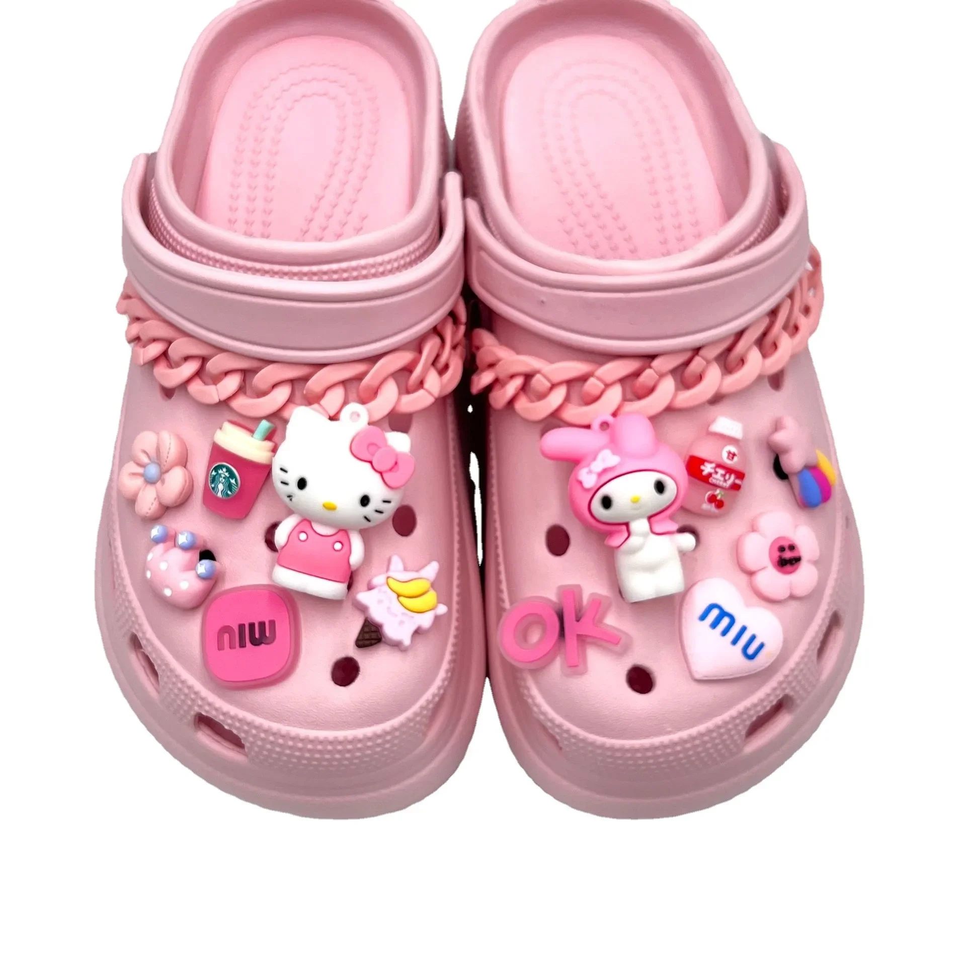산리오 헬로 키티 액세서리 신발 참 버클 애니메이션 쿠로미 시나모롤 멜로디 만화 DIY 콤비네이션 소녀 선물