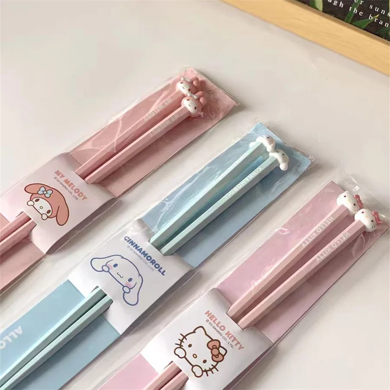 산리오 헬로 키티 마이 멜로디 시나모롤 합금 젓가락 식기 가정용 고온 애니메이션 카와이 크리에이티브, 2024 신제품